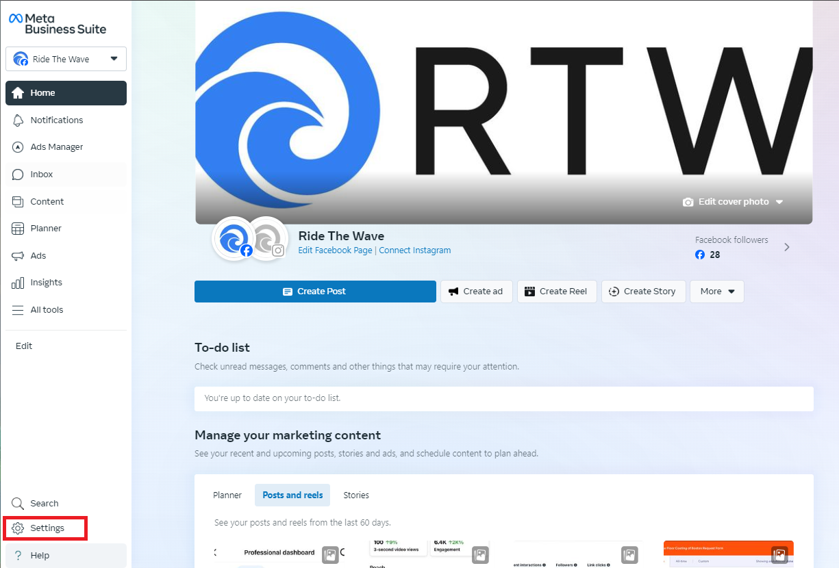 Business Settings Navigation