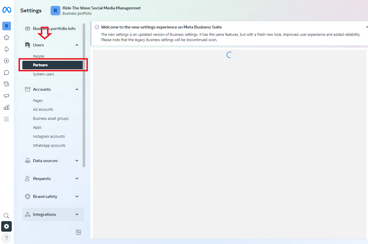 Partner Section in Business Settings